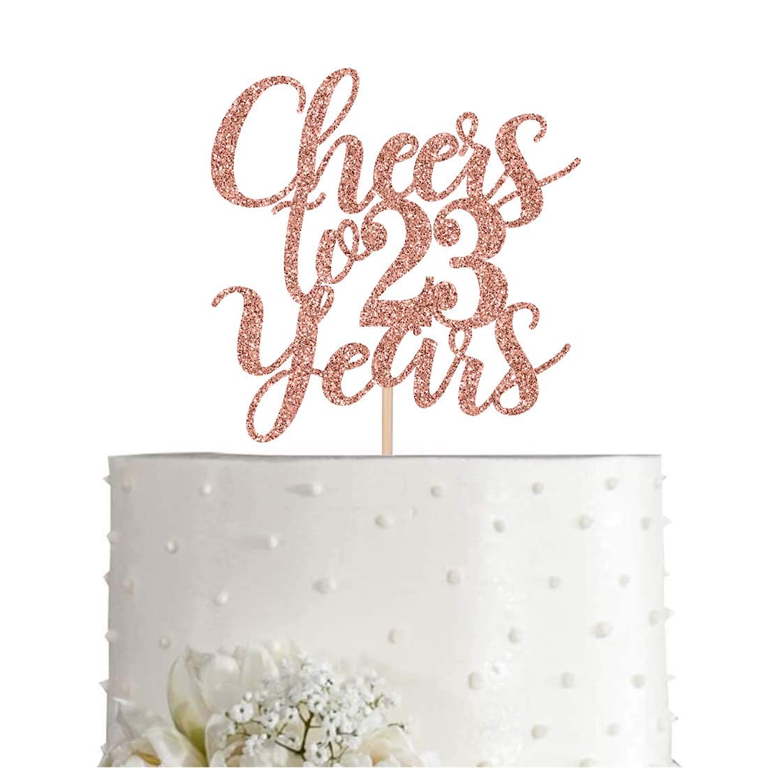 Buy 23 Rose Gold Glitter Cheers to 23 Years Cake Topper, Happy 23rd ...