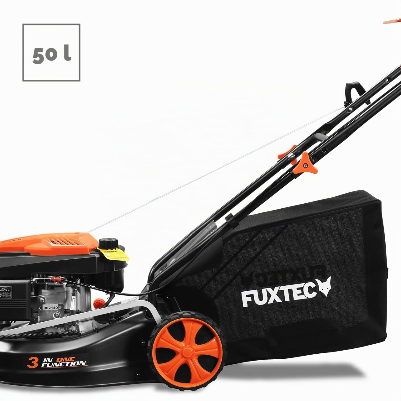 Cortacésped de Gasolina FUXTEC FX-RM4646ECO 46cm de Anchura de Corte - Potente Motor de Gasolina de 146cc Easy Clean 3en1 2,6KW Mulching recogedor de Hierba 50L