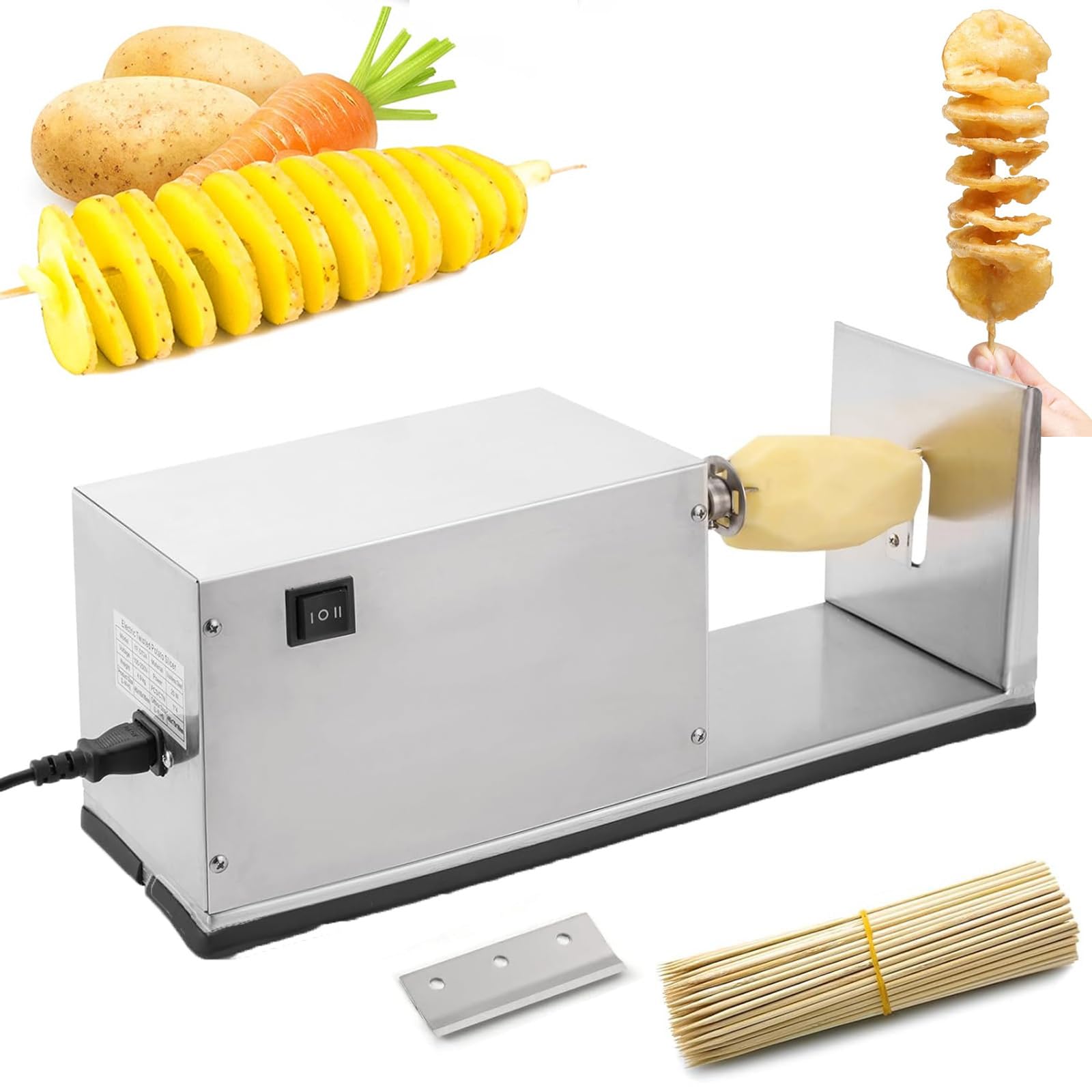 Mothdust Cortadora de Papas Tornado Electrica Rebanadora Espiral Maquina