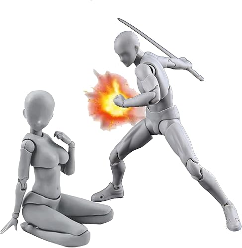 gnallang Figuras de acción modelo de PVC color gris con caja de dibujo para artistas mujer hombre