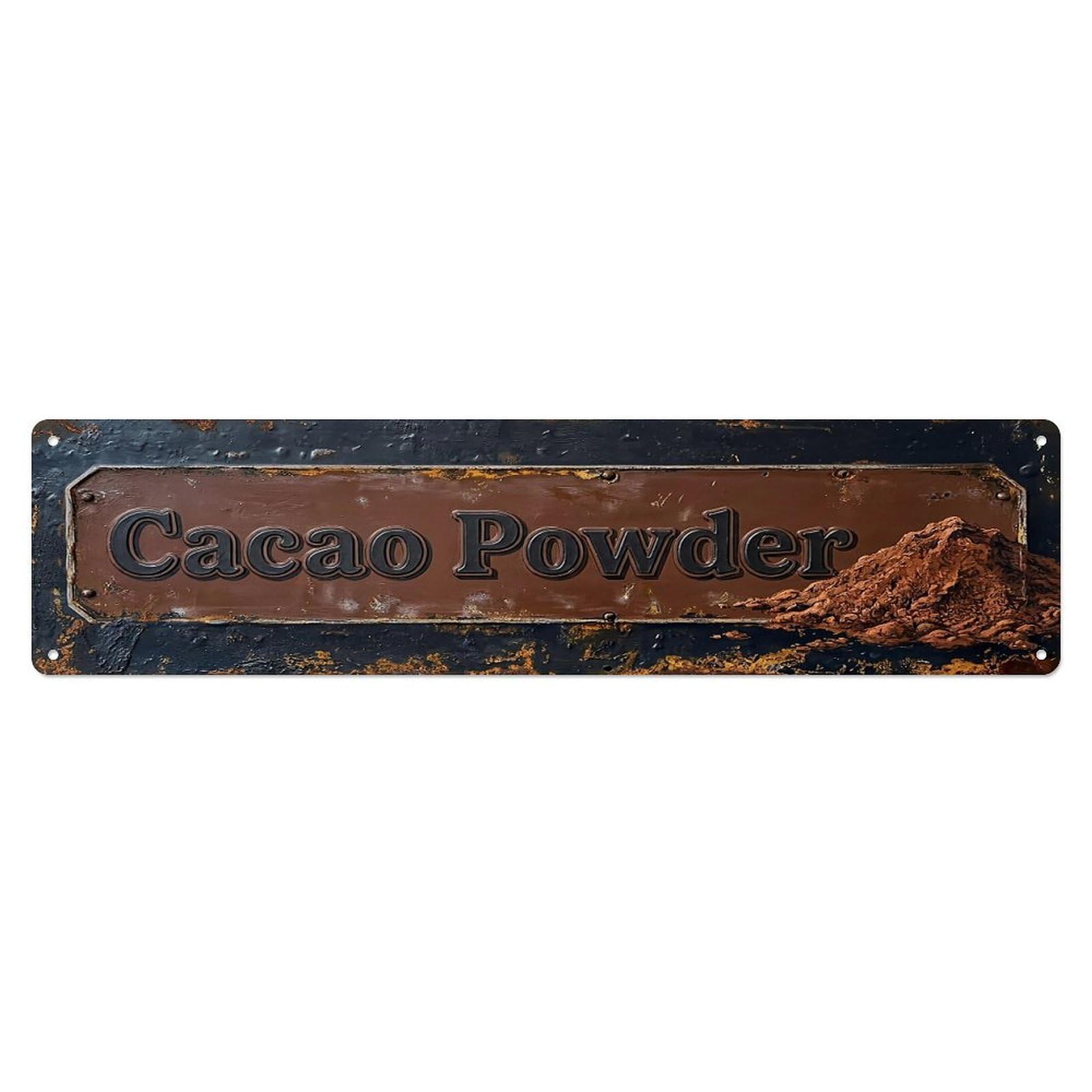 Vintage Cacao Powder Organic Farmhouse Metal Tin Sign