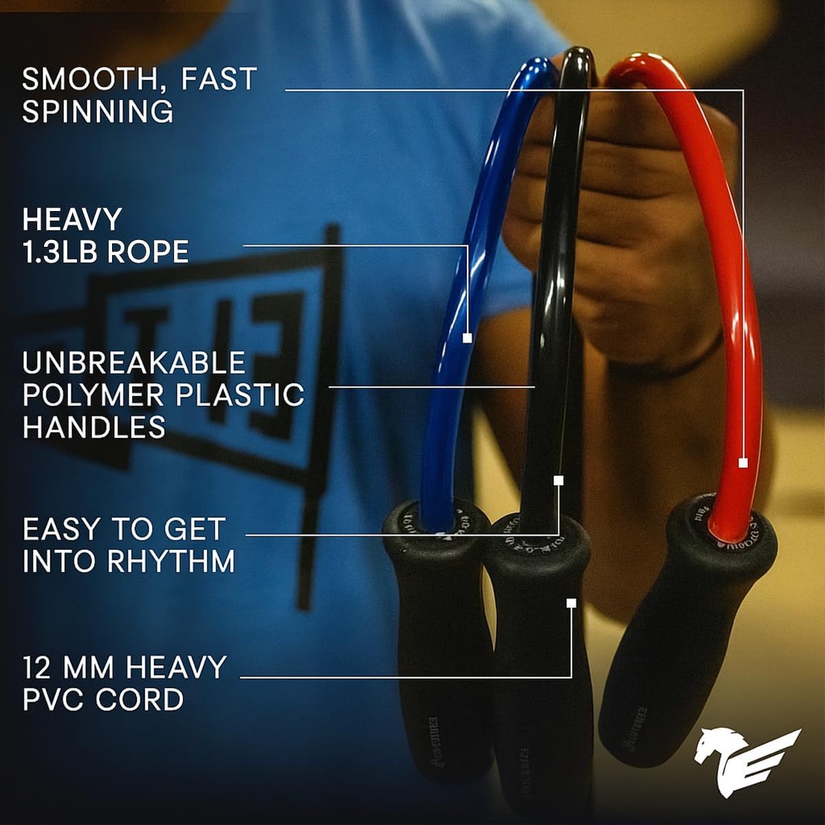 Elite Jumps Muay Thai 2.0 Weighted Jump Rope - Designed for High-Intensity Training, Muay Thai, & MMA Workouts - Heavy 1.3lb PVC Jump Ropes for Fitness - Image 3