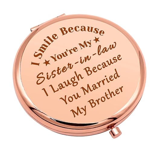 Sister in Law Gifts Compact Makeup Mirror for Bonus Sister Wedding Gifts for Women Sister in Law Birthday Gifts Ideas Folding Makeup Mirror for Unbiological Sister Christmas Birthday Gifts