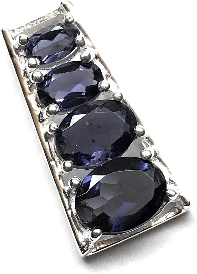 Natural 2.5ct Iolite 925 Solid Sterling Silver Designer Pendant 20mm