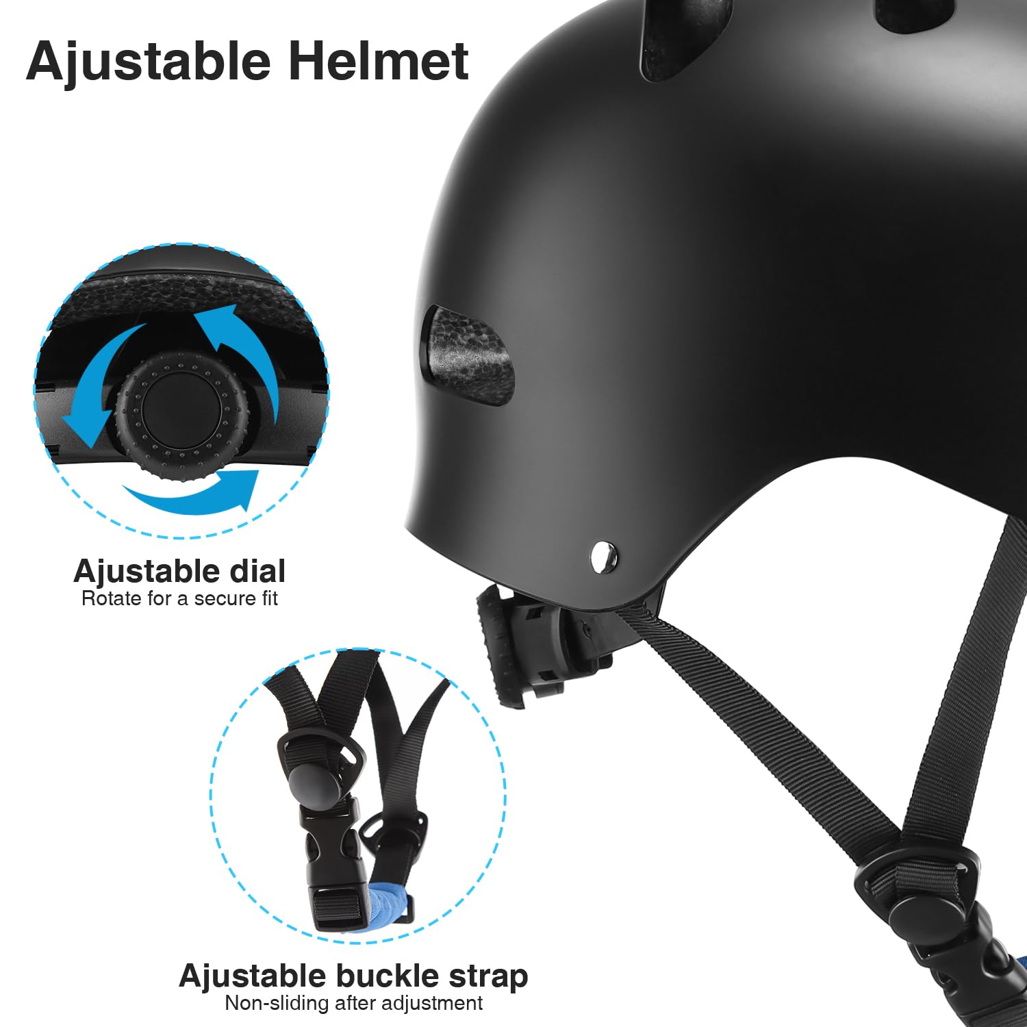Skaterhelm Fahrradhelm für Damen Herren 59-62CM Robuster Stadthelm für den Alltag Verstellbar Unisex Schutzhelm für Skateboard E-Scooter Roller BMX