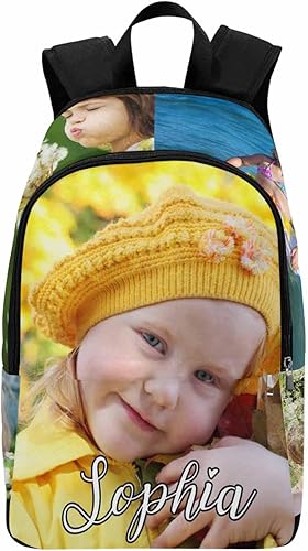 M YESCUSTOM Mochila informal personalizada con fotos, bolsas escolares personalizadas con nombre de niño para niños, niñas, adolescentes, bolsa de