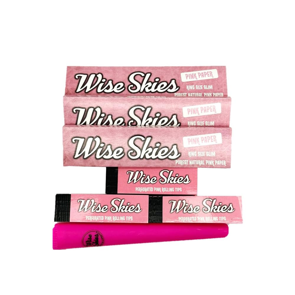 Wise SkiesLadies Pink Rolling Paper And Tips Set Gift Bundle Vegan Non GMO