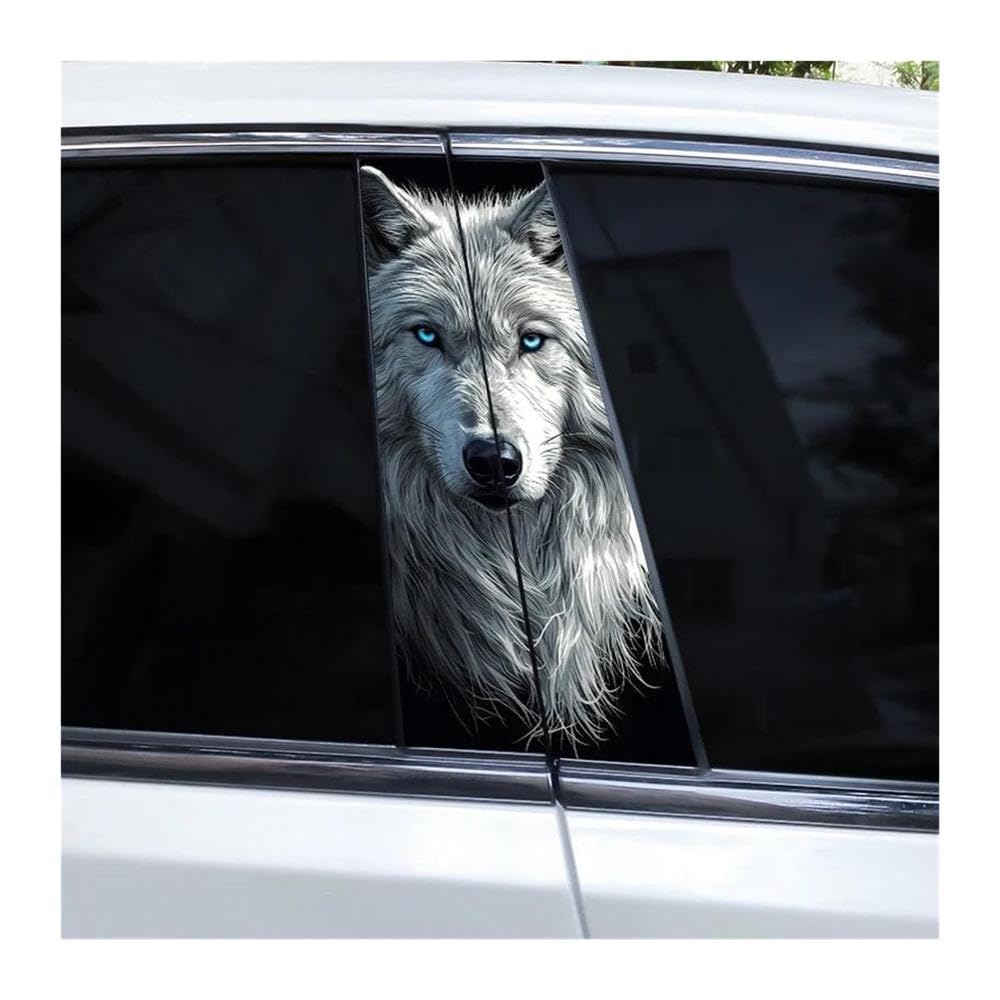 Body Parts 2pcs Car B-Pillar Decals Wolf Eyes Animal Auto Center Pillar Waterproof Sticker(Type A)