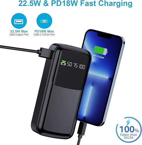 Miniatura 2 de Cargador portátil de 32000 mAh  225 W PD18 W USB C Power Bank de carga rápida batería externa con 4 cables integrados 5 salidas 3 entradas LED
