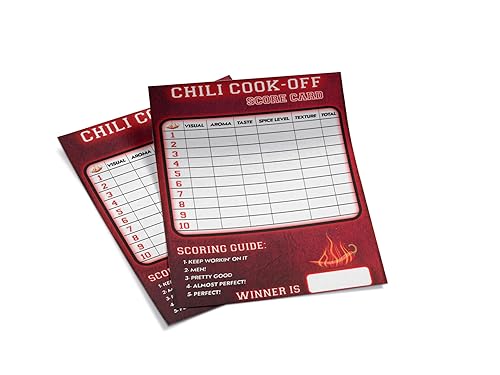 Chili Cook off Score Cards - Scorecard for Chili Competition - Chili Cook off Supplies - 25x judging cards - Voting Ballot on Heavy Card Stock - USA