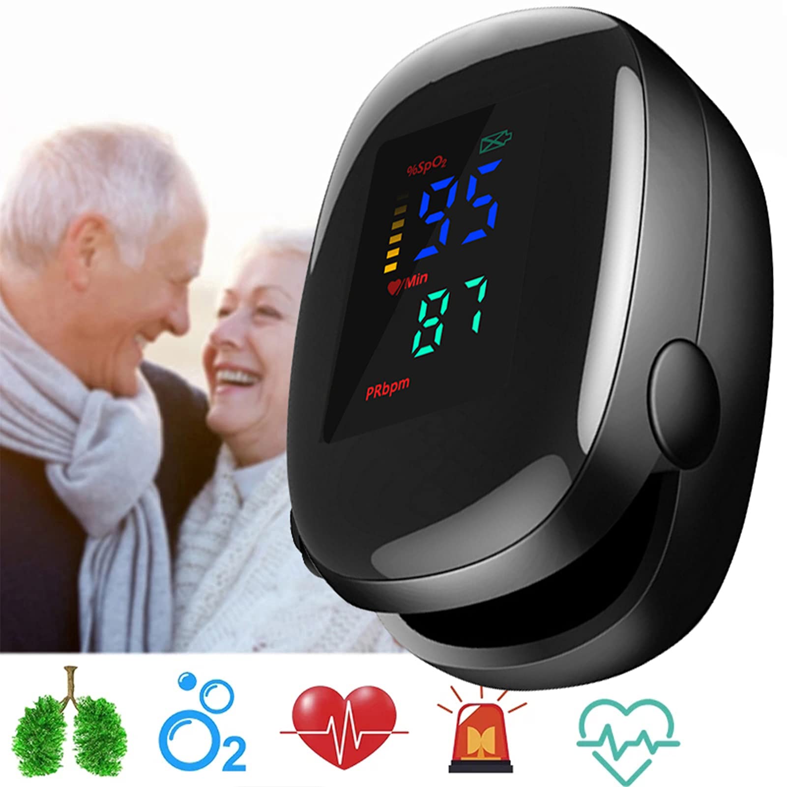 MBROS Oxímetro de Pulso de Dedo para el hogar LED, monitores de saturación de Dedo de Nivel de oxígeno para Adultos y niños, Monitor de frecuencia cardíaca probador de Pulso de Dedo