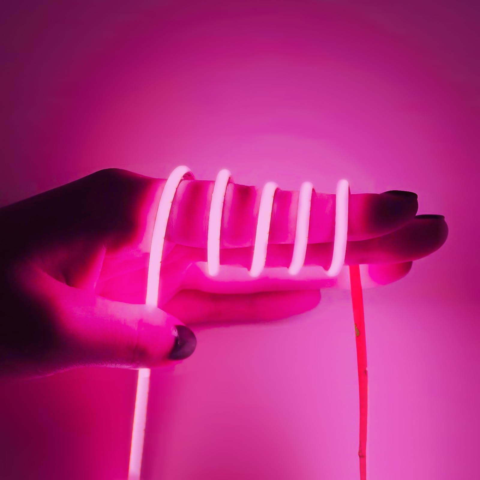 MALIIGAZA 5m COB LED Strip Light, 24V Pink LED Light Strip Flexible Cuttable 5mm Wide Ultra-Thin, CRI>90 Uniform Dotless 400LEDs/m for Bedroom Home Kitchen Cabinet Decor (Power Supply Not Included)