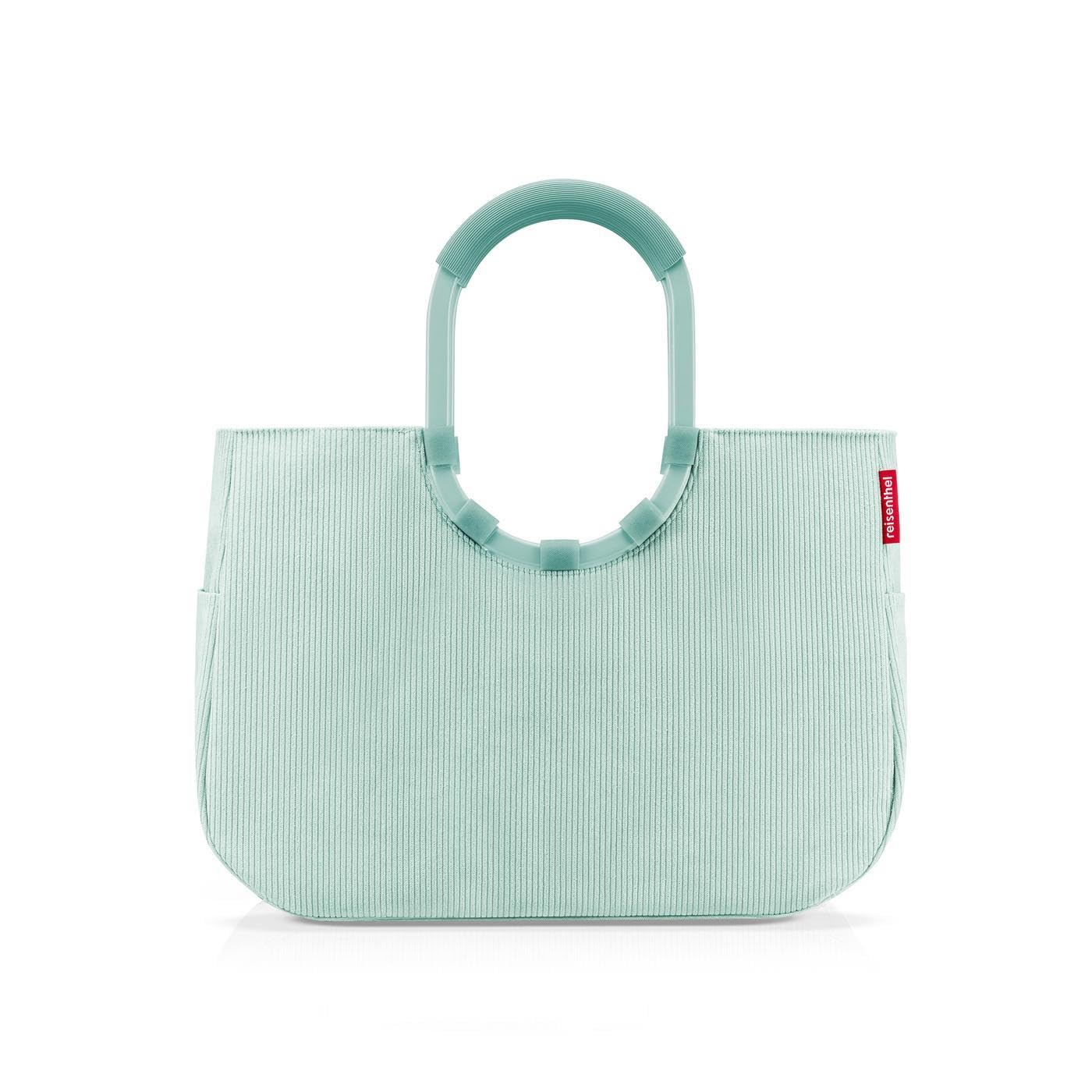 reisenthel loopshopper L frame cord mint – Stabile Tasche mit praktischen Fächern aus recycelten PET-Flaschen – Charmantes und wasserabweisendes Design