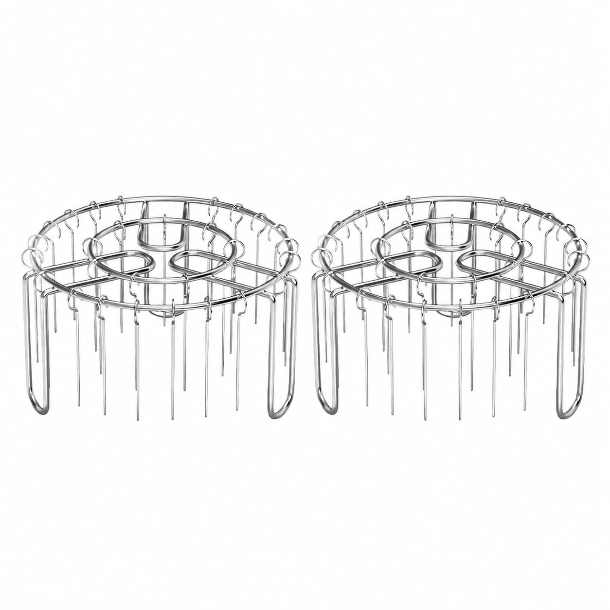 Air Fryer Grill Skewer Rack, Stainless Steel BBQ Kabob Set Non-Stick Round Hanging Skewers Fits for 4 to 6-Quart / 8-Quart Air Fryer Basket, Oven (Silvery 13, 2 Sets) â image 1