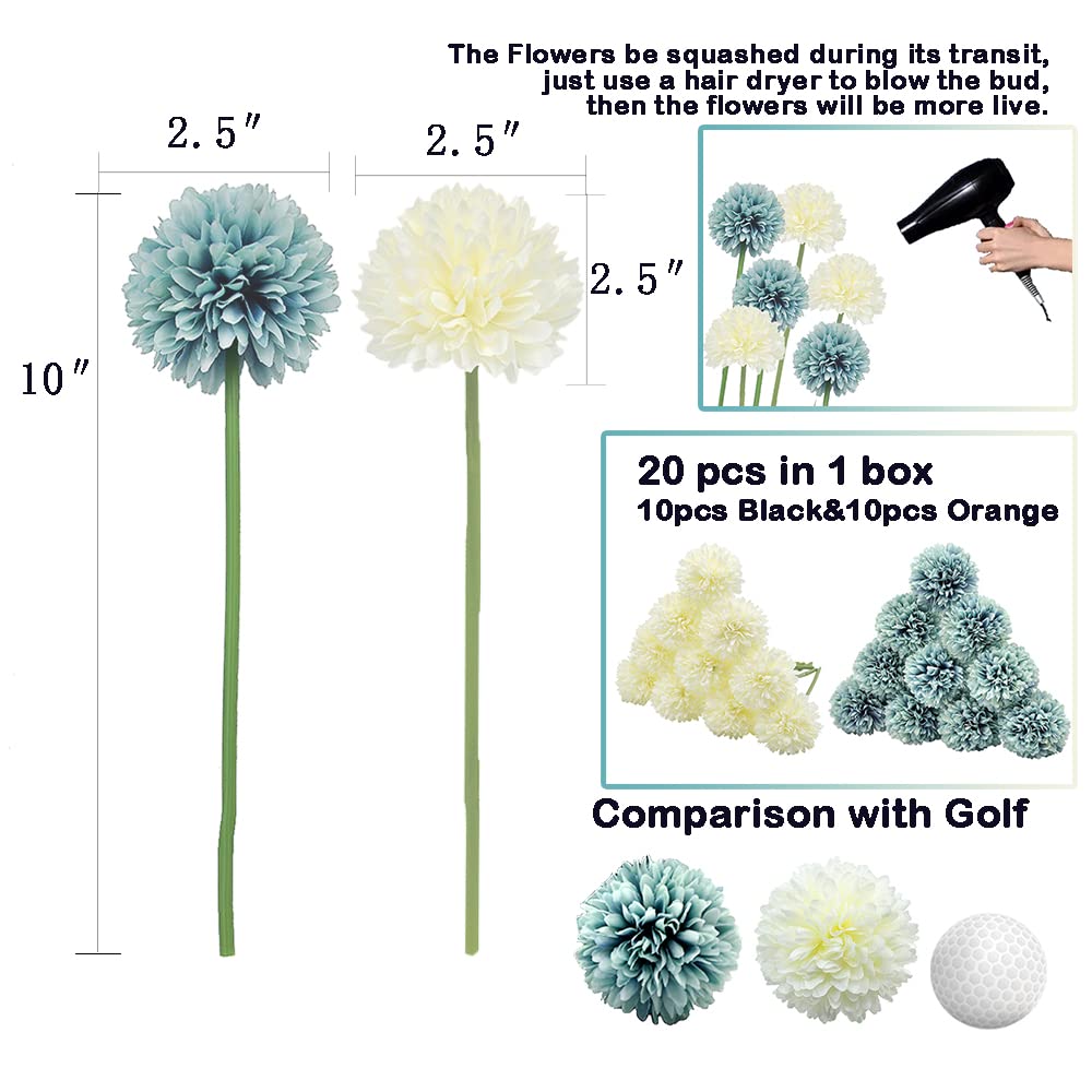 20 Stück Künstliche Chrysanthemen-Kugeln – Seidenblumen In Beige & Orange, Ca. 26 Cm Hoch, Für Deko