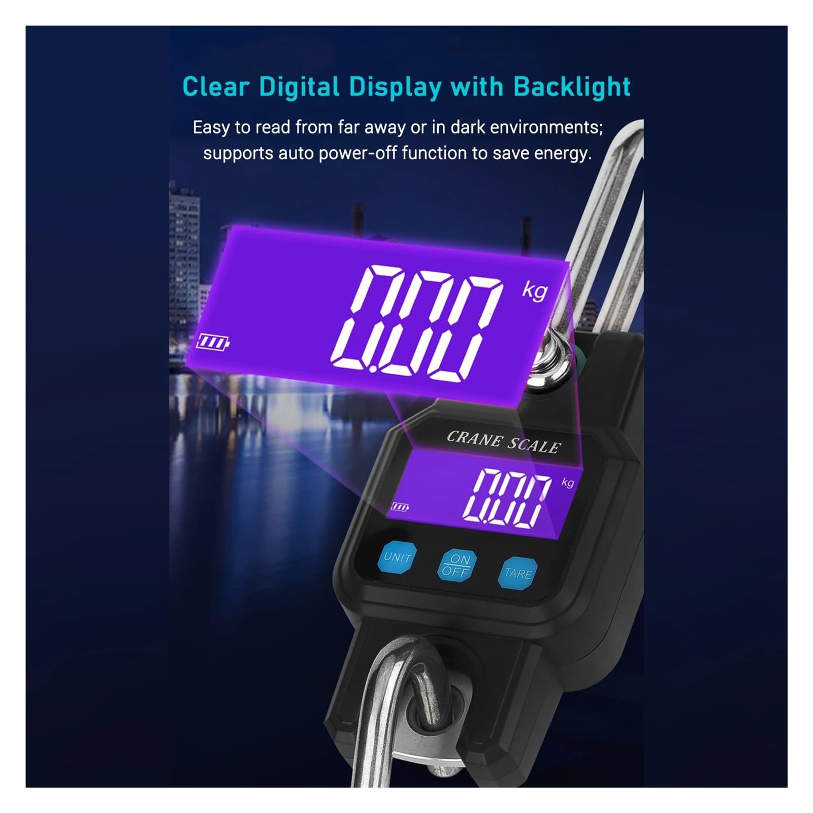 Báscula de grúa portátil de alta resistencia, báscula colgante electrónica Digital, unidad de báscula de gancho Industrial recargable, 300KG/ 600LB
