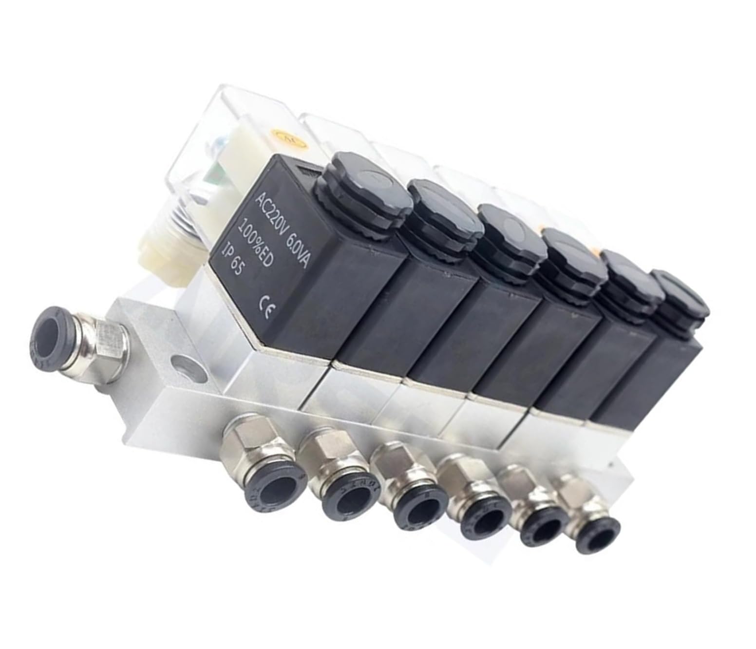 Électrovanne pneumatique 2V025-08 DC12V avec bloc collecteur à 6 voies
