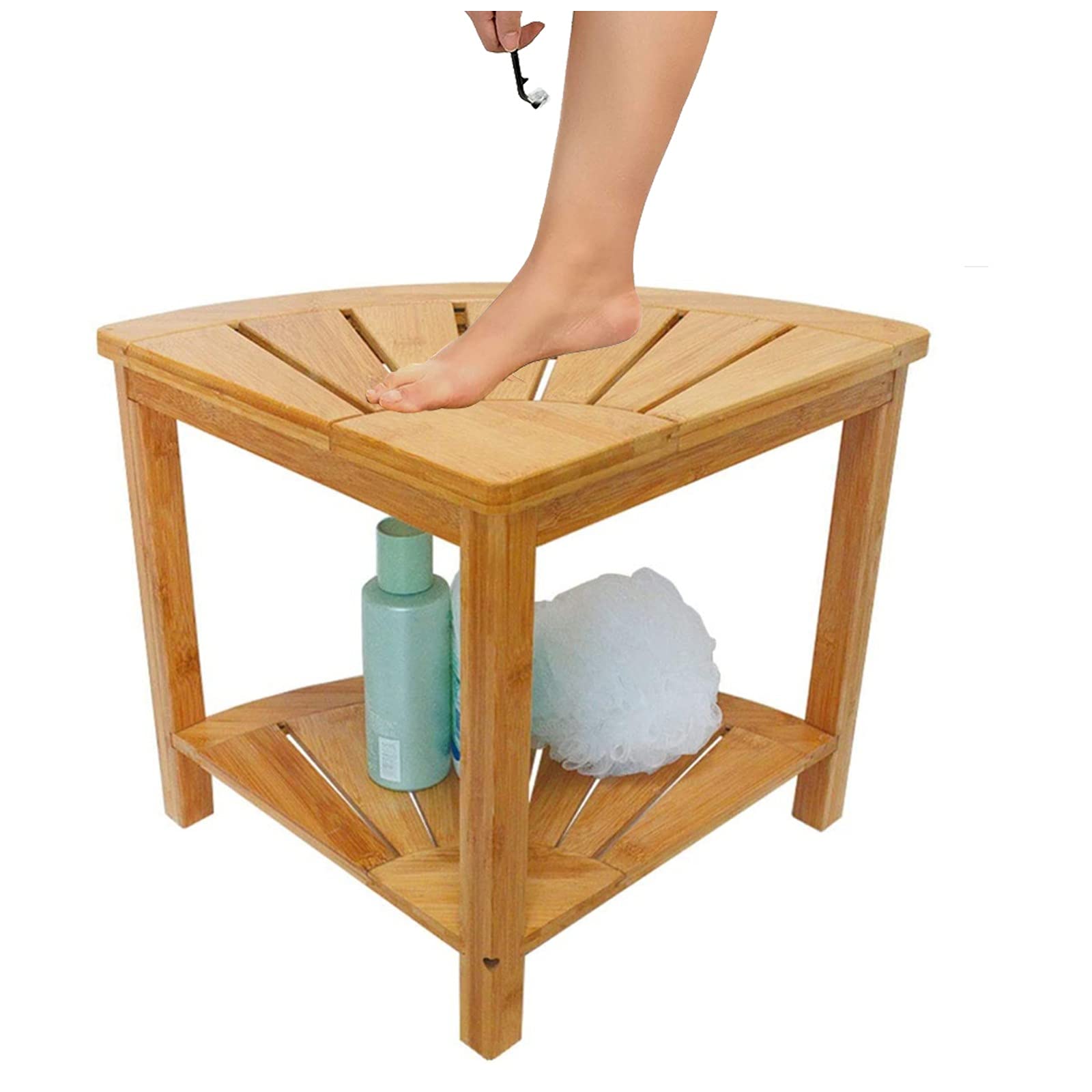 Buy MQSS Corner Shower Bench, Teak Shower Stools for Small Spaces Foot