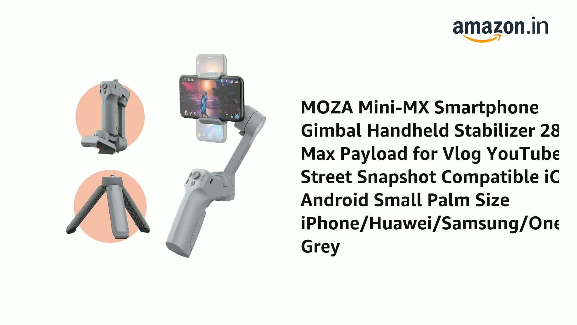 MOZA Mini-MX Smartphone Gimbal Handheld Stabilizer 280g Max