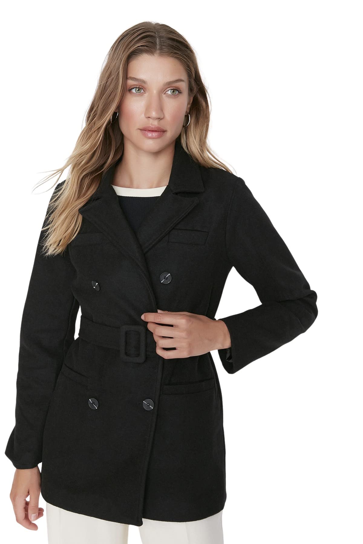Trendyol Women Regular Double-breasted Lapel collar Woven Coat
