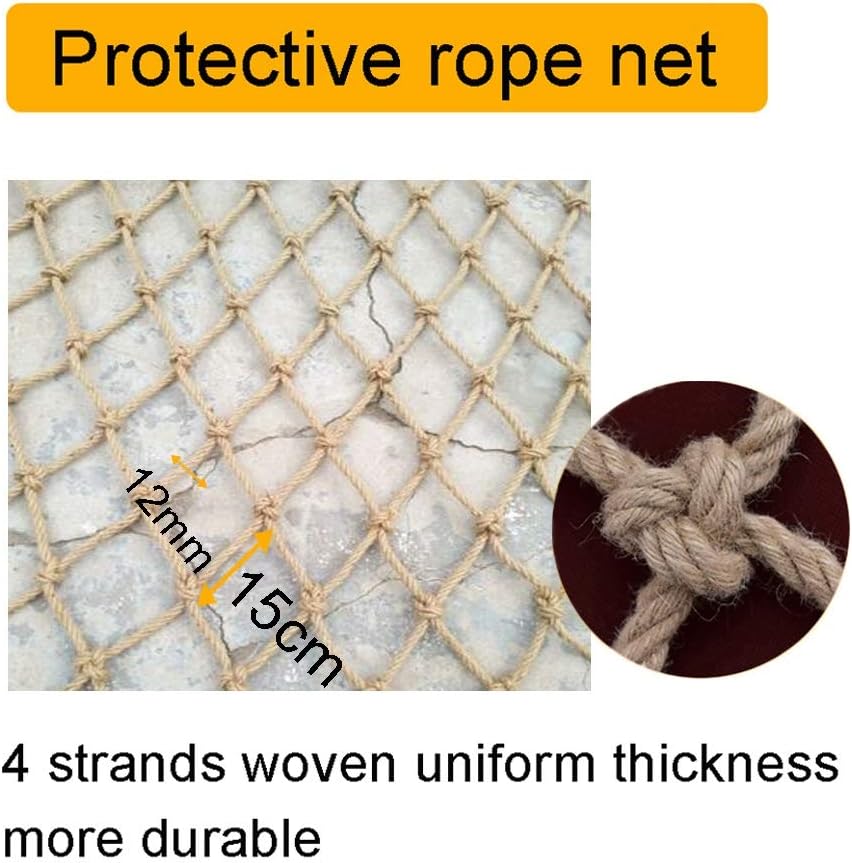 Hemp Netting Rope Fence -Jute String Net for Balcony Stairs & Pet Safety - Decorative Outdoor Protection Mesh 12mm Diameter Ideal for Kids & Home Décor