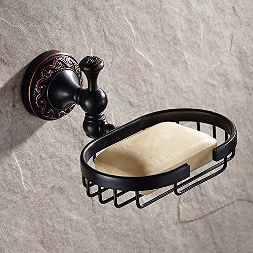 Miniatura 2 de Soporte para jabonera de baño de latón macizo de estilo vintage, accesorios de baño, cesta de jabón de latón antiguo y bronce aceitado (negro