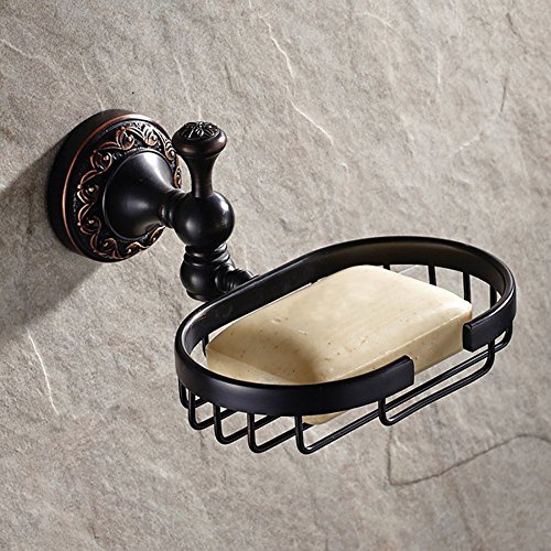7Trees Vintage Style Solid Brass Wall Mounted Bath Shower Soap Dish Holder Bathroom Accessories Soap Basket Antique Brass And Oil Rubbed Bronze Soap Shelf (Black Antique) #TOP1