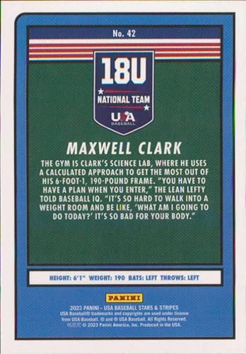 Miniatura 2 de 2023 Panini Stars and Stripes Opti-Chrome #42 Maxwell Clark USA Baseball 18U National Team Baseball Card - GotBaseballCards