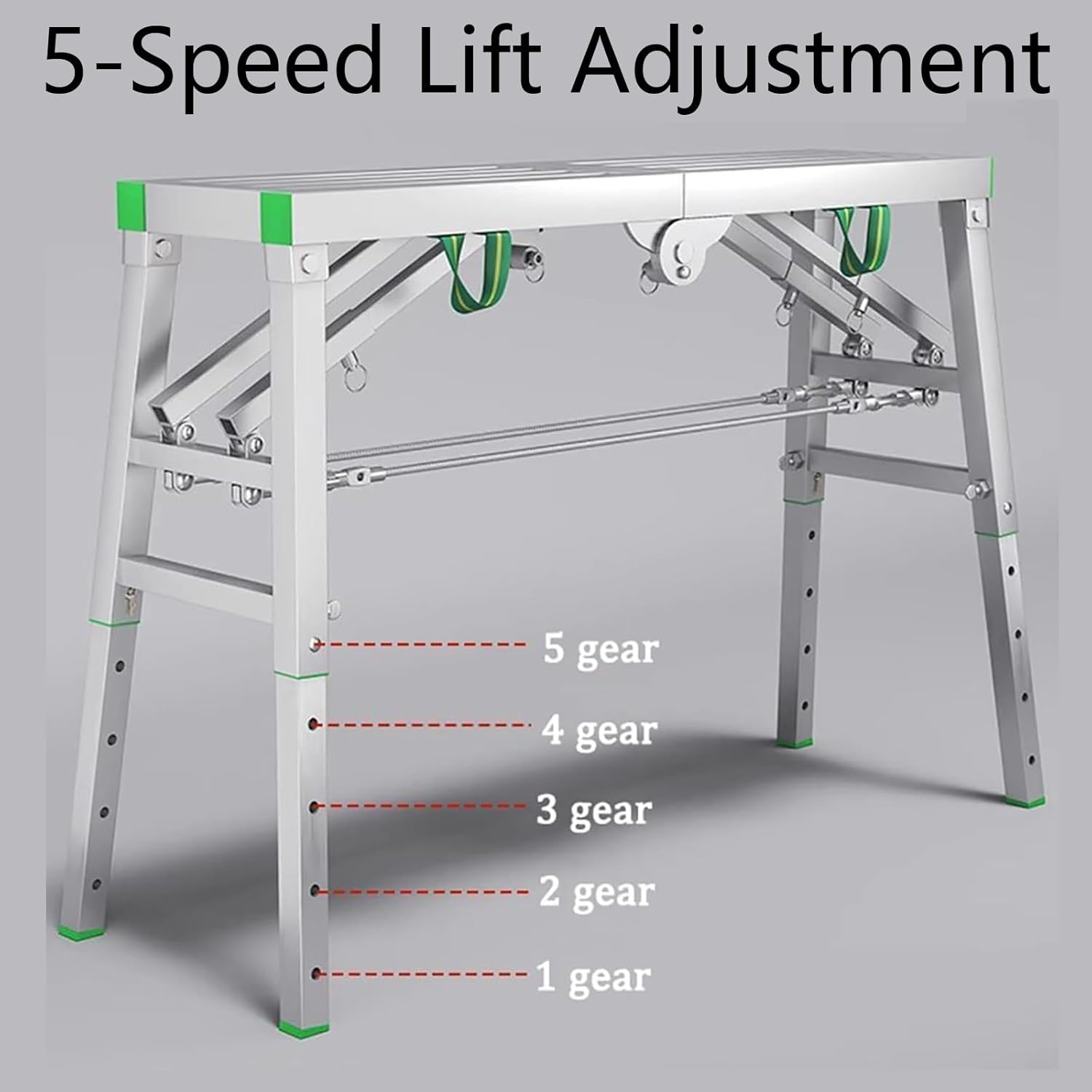 Scaffolding Equipment, Step Ladders, Portable Multipurpose Folding Scaffolding Work Platform Scaffold Tower Ladder Stool Bench Adjustable Height, 440kg Maximum Load,140cm