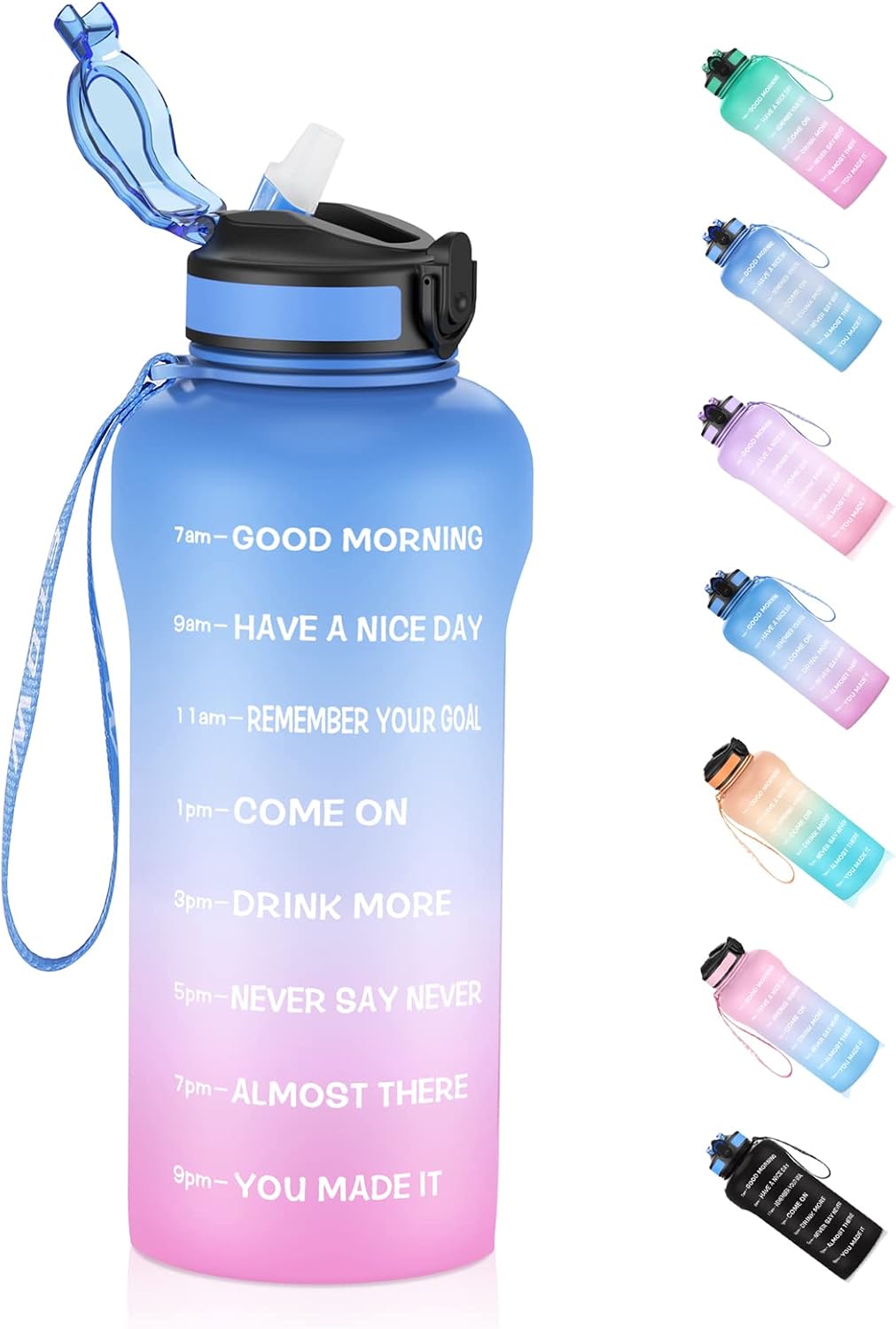 ETDW Half Gallon Sports Water Bottle with Straw [Tritan BPA