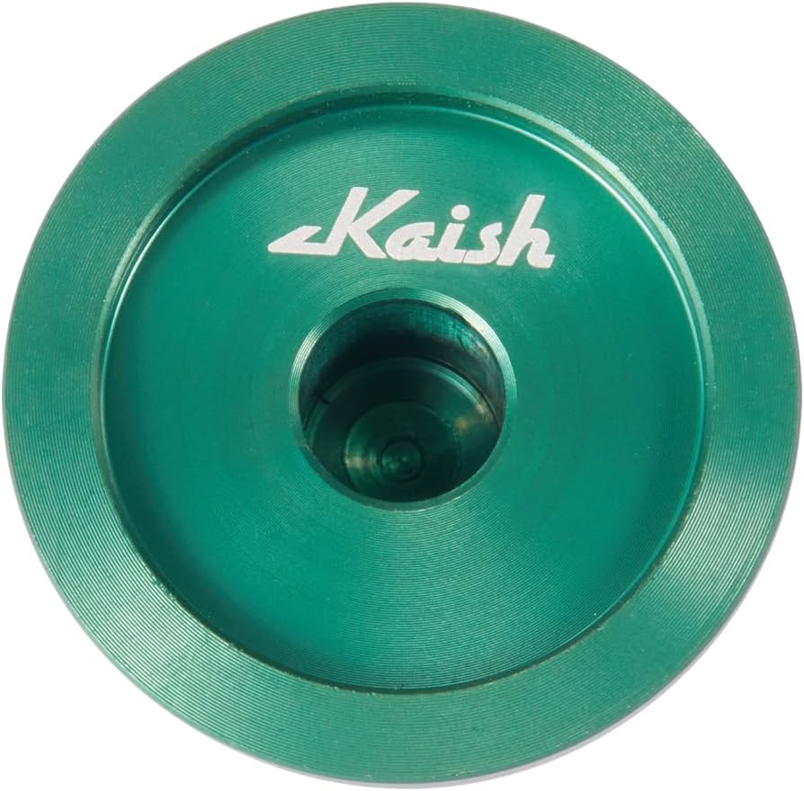 KAISH Premium Metal 1/4" Universal Guitar Potentiometer Knobs Aluminium Volume Tone Top Hat Bell Knobs with Set Screw for Strat/Ibanez/Yamaha/Les Paul 1*Volume 1*Tone Green image 3
