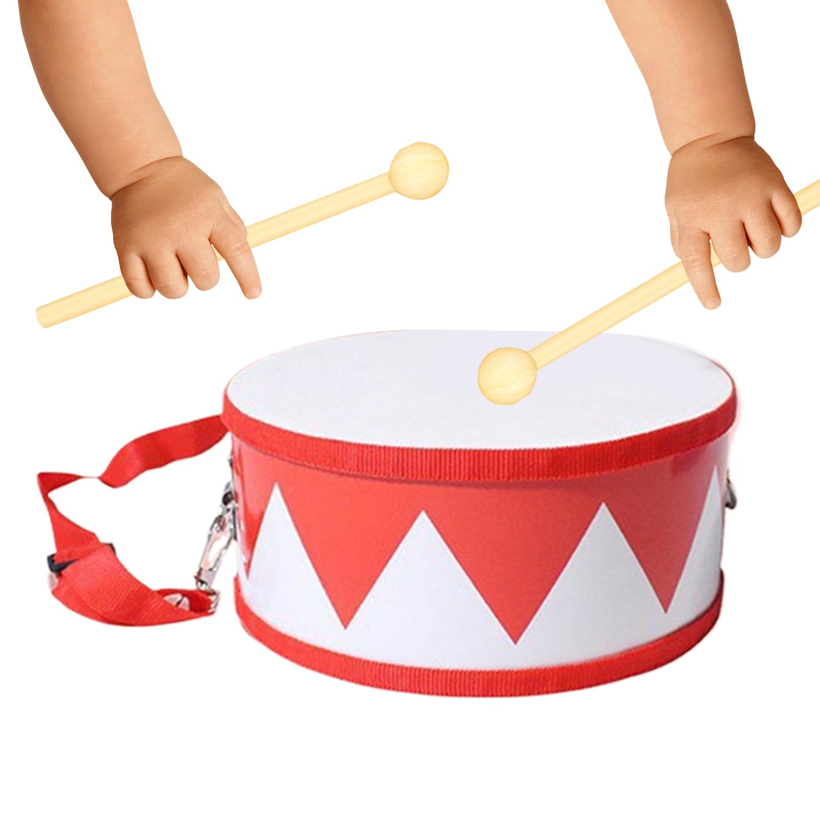 Kids' Musical Instrument, 5.9Inch Kids Drum, Wooden Musical Toys, Early Education Instrument with Adjustable Carrying Strap for 2-5 Years Old Boy Girl Student Birthday Kindergarten — view 8
