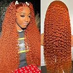 Nsvnsv Ginger Wig Human Hair 13x4 deep wave Ginger Orange Lace Front Wigs Human Hair HD Transparent Lace Frontal 350 Colored Human Wig Pre Plucked 180% Density 22inch