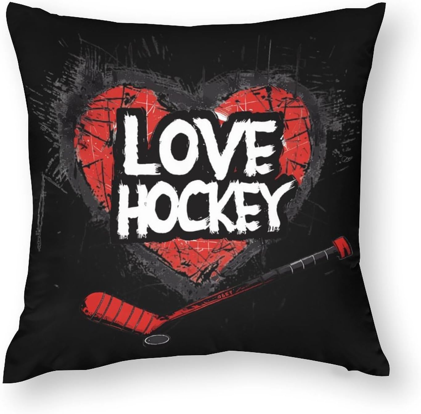I Love Hockey Printed Throw Pillow Case 4 Pcs Soft Pillowcases Pillows Covers Sofa Bed Decor 12/14/16/17/18/20/22/24/32 Inches