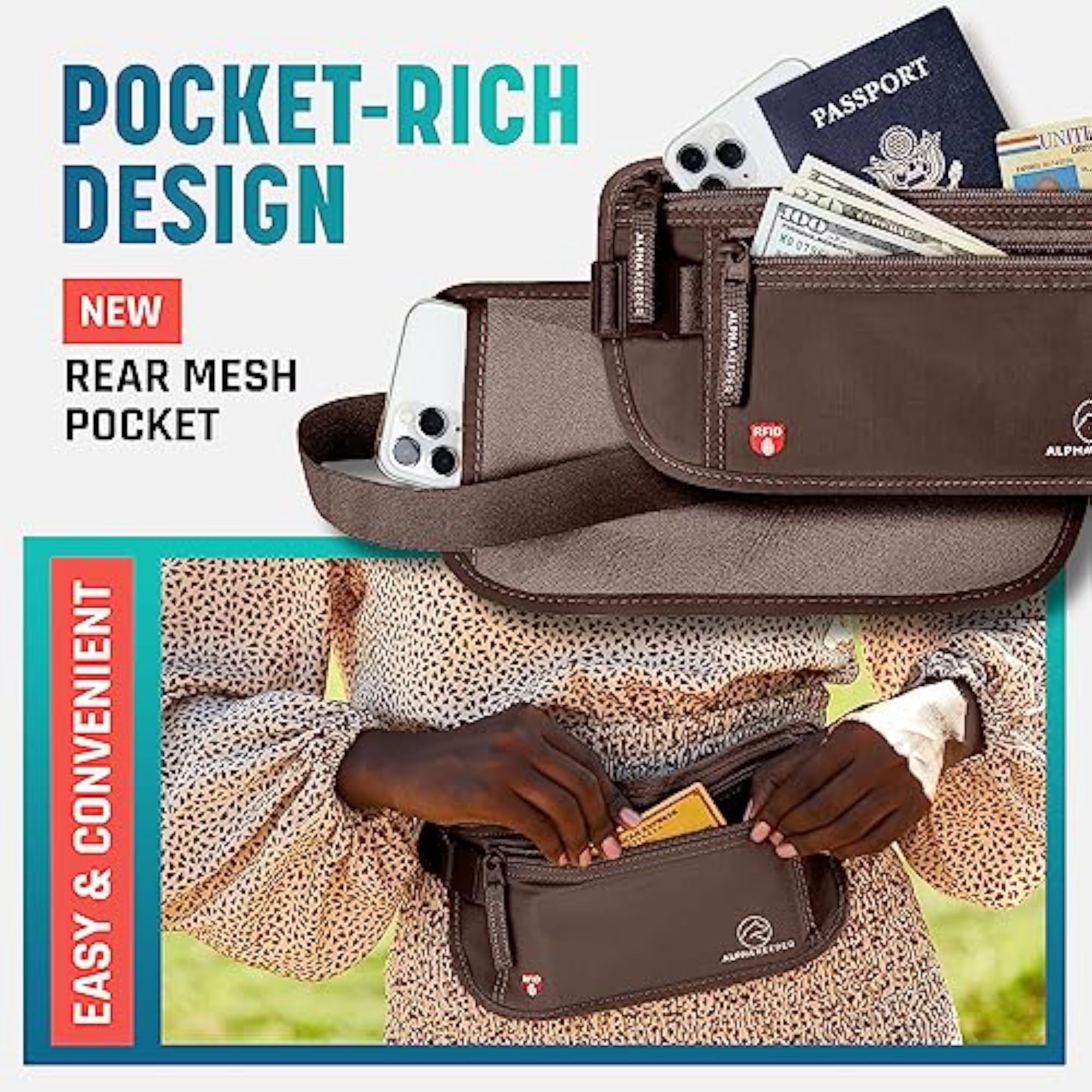 Money Belt for Travel with RFID Blocking Sleeves