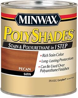 Minwax 619204444 PolyShades - Stain & Polyurethane in 1 Step, quart, Pecan, Satin