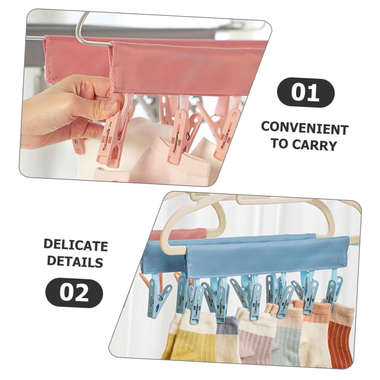 2 Cintres Pliants Portables - Blanc - 38x10,5cm - Matière PP - Pour Voyage Ou Rangement économique