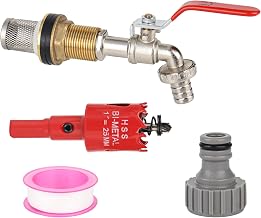 1/2" Brass IBC Ball Valve, S60 x 6 Water Tank Tap with Hose Fitting, Filter Filter, Hole Saw, Rainwater Tank, IBC Tank Accessories