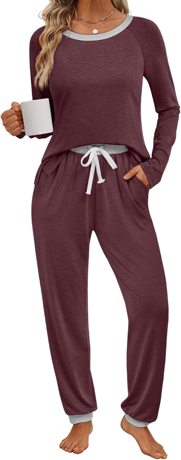LILLUSORY Womens Pajamas Sets 2 Piece Fall Casual Lounge Pjs Set Sleep Loungewear Winter Long Sleeve Warm Outfits 2026
