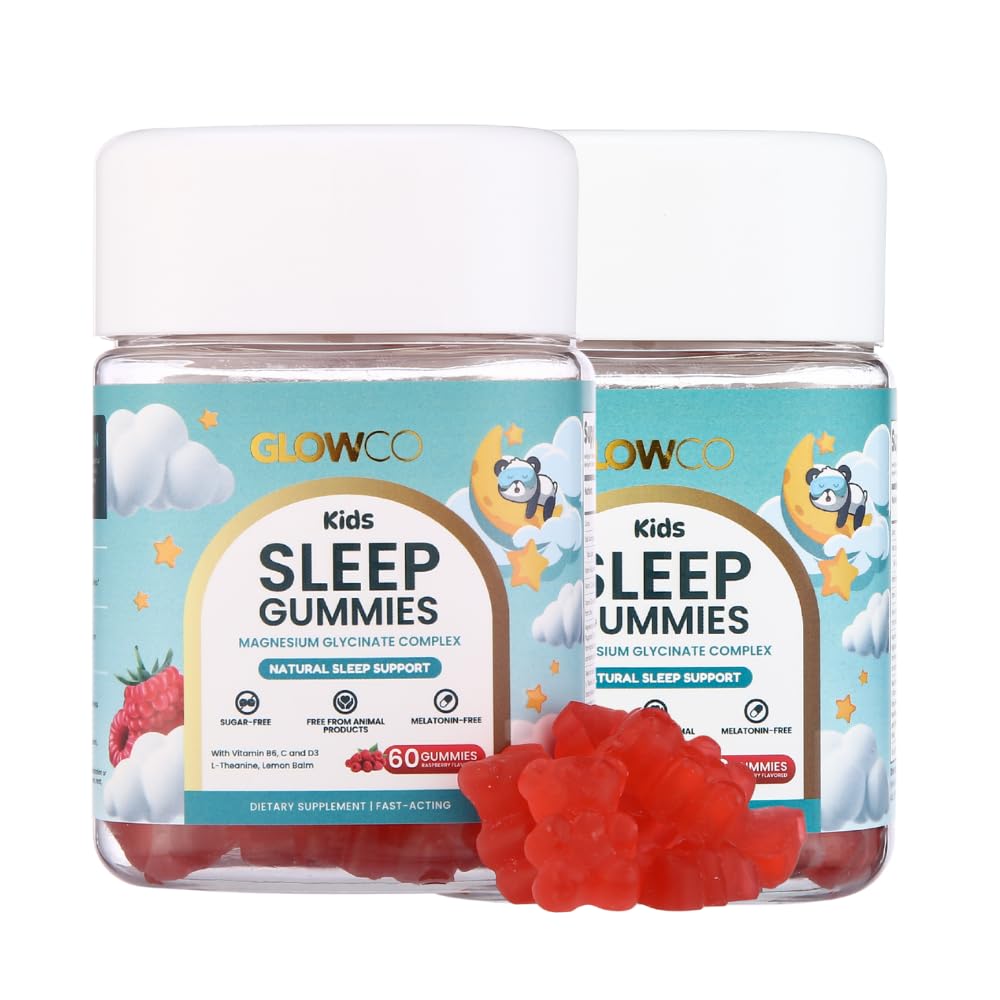 GLOWCO Magnesium Glycinate Sleep Gummies for Kids & Adults | Melatonin-Free, Natural Fast Sleep Aid Gummies (Pack of 2)