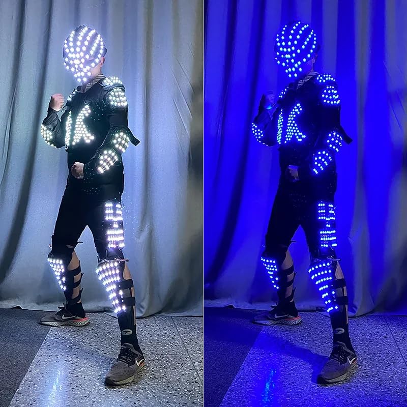 Earthradius LED robot kostium człowieka świecące ubrania świecące zbroja czaszka kask sceniczny taniec przedstawienie show przebranie