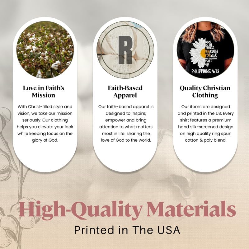 Love in Faith Christian Shirts for Women | I Can Do All Things Daisy | Faith Shirts for Women – Christian T Shirts - Image 3