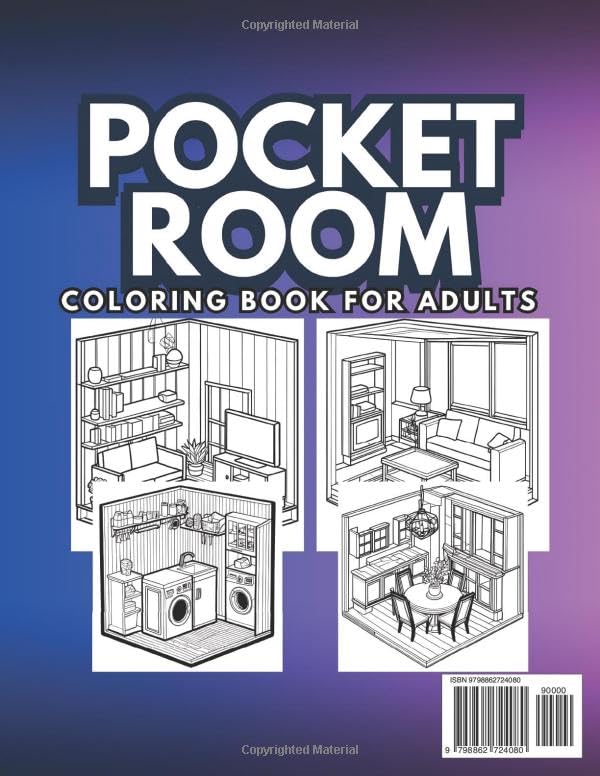 Pocket Room Coloring Book: Tiny Illustrations of and Cozy Rooms, Amazing Mini Houses, Relaxation And Creativity for Adults image 3