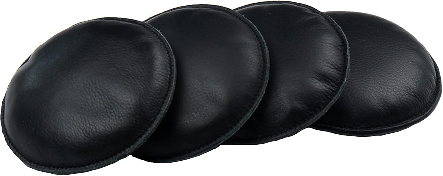 4" Round Leather Poster Weights, 1.5 lbs per Weight, Filled Microbeads Steel Shots, Handstitched with Top Grain Leather, Unbranded Circle Weight with Soft Touch for Paper, Map, Sewing, Desk, Office