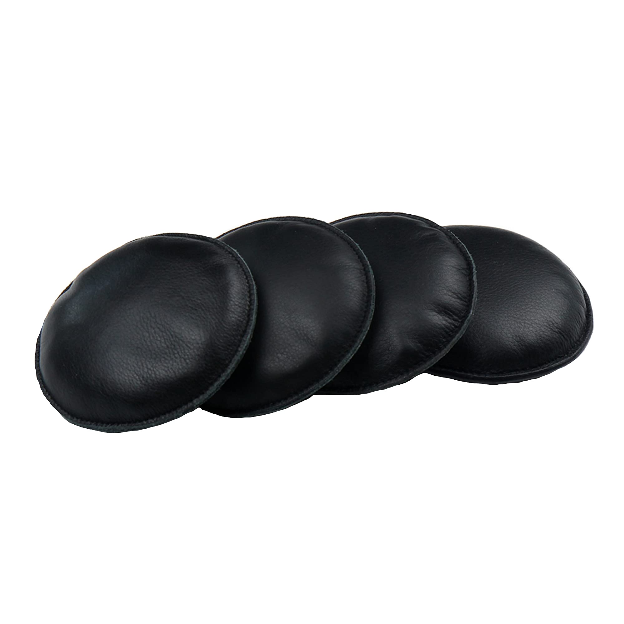 4" Round Leather Poster Weights - 1.3 lbs Each, Filled Microbeads Steel Shots, Handstitched Top Grain Leather, Unbranded Circle Weights with Soft Touch for Paper, Map, Sewing, Desk, Office