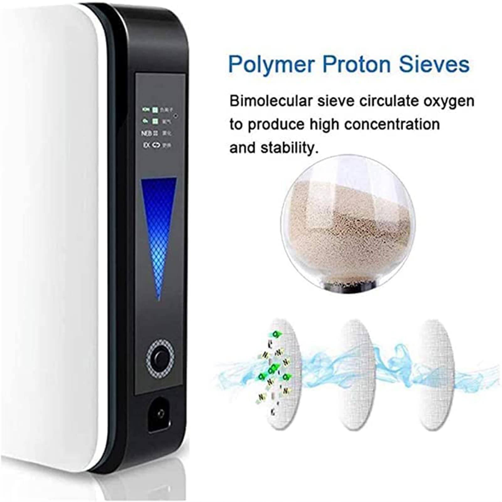 Concentrador De Oxígeno Portátil, Generador De Oxígeno De Alta Concentración Al 93% 1-2 L/min Flujo De Oxígeno Ajustable Generador De Oxígeno Barra De Oxígeno