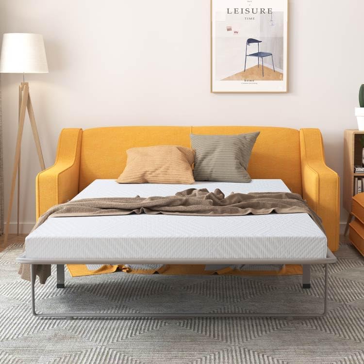 Repuesto de colchón de espuma viscoelástica de 4.5 pulgadas con tela sin fibra de vidrio y funda lavable para sofá cama y sofá cama, tamaño