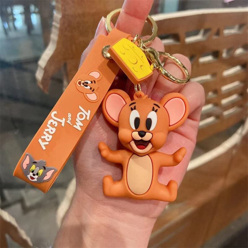 Image of Cute Cartoon Character Silicone 3D Key Chain with Strap Charm & Metal Hook, Merchandise Key Rings Gift for Kids Girls Boys Men & Women