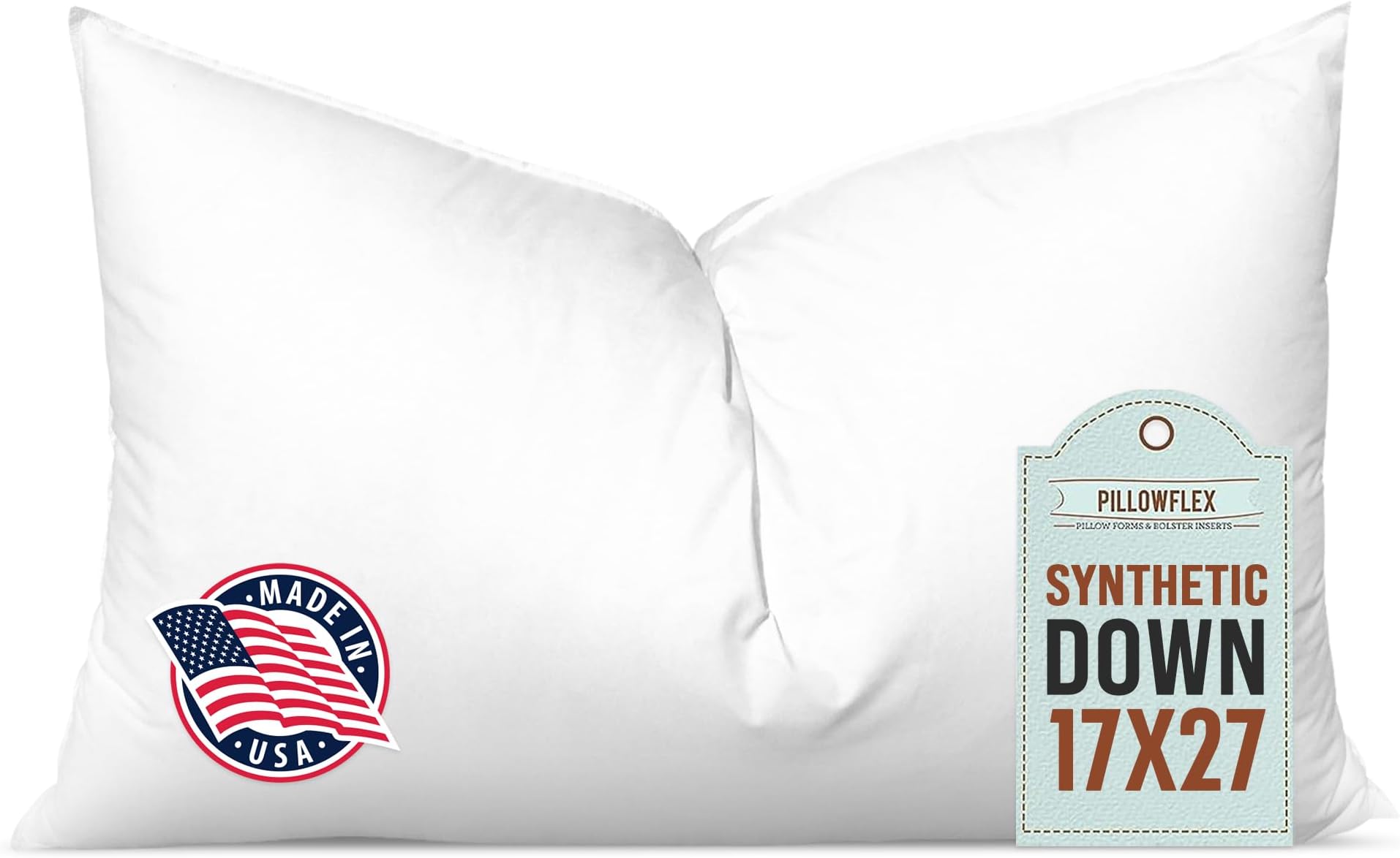 Pillowflex Synthetic Down Pillow Insert - 17x27 Down Alternative Pillow, Ultra Soft, Large Rectangle, Lumbar, Kilim, Back, Sleeping Pillow - 1 Decorative Pillow Form