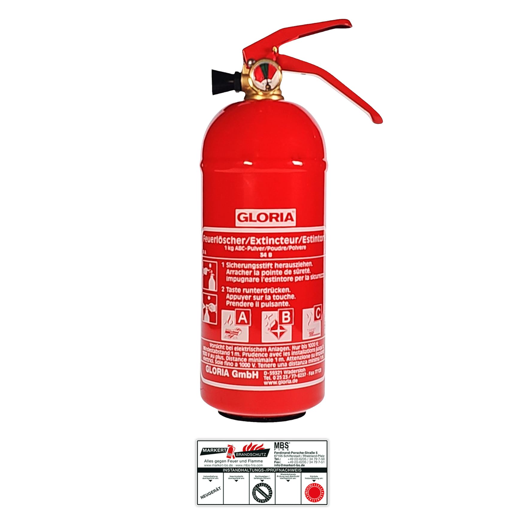 Gloria Autolöscher mit Manometer 1kg